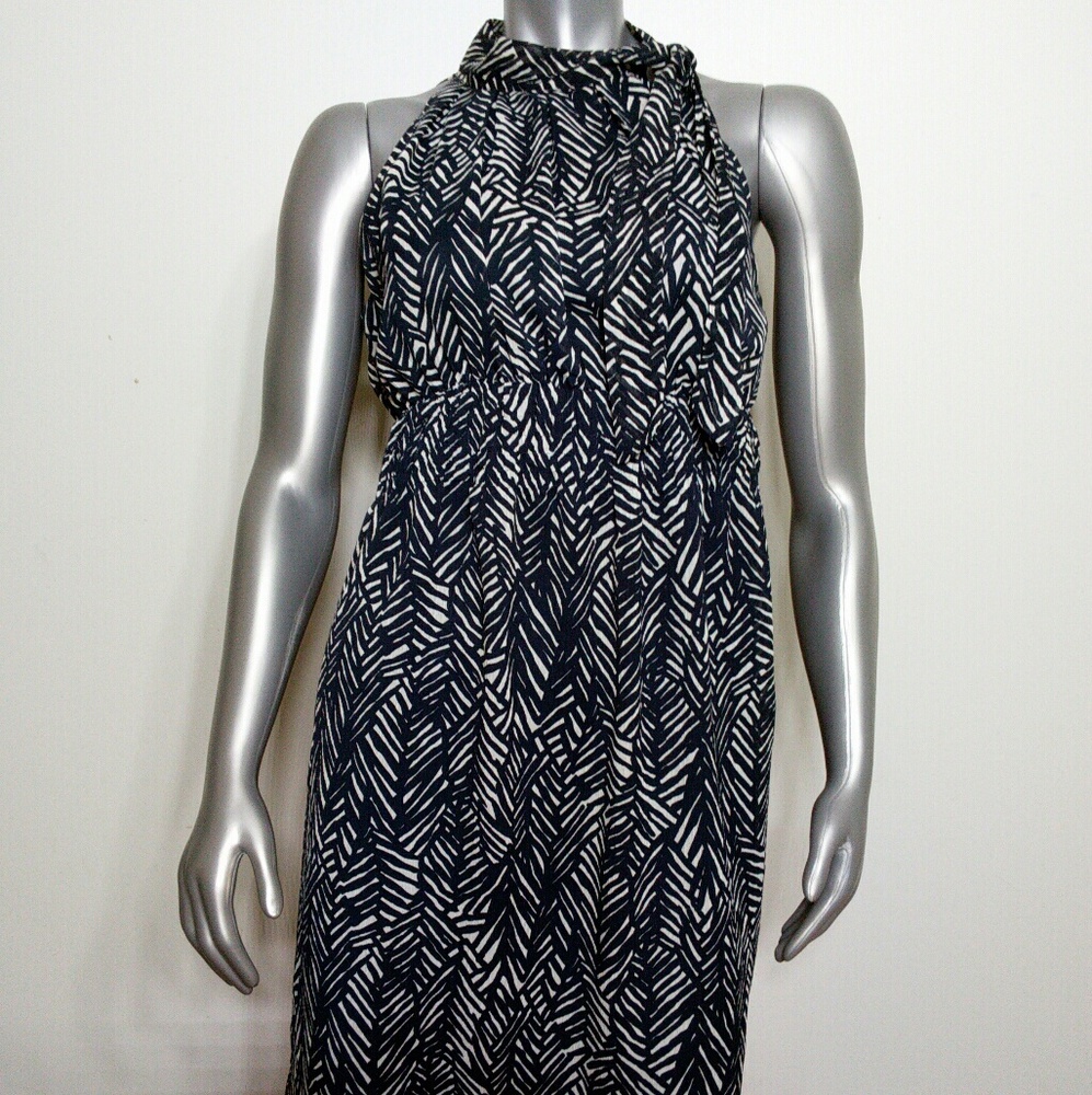 MERONA • Navy Leaf Print Dress (S)